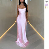 Women's dresses, direct from the factory. mid-length, figure-hugging, sexy v-neck camisole dress. soft and smooth, lightweight, twisted satin silk maxi dress