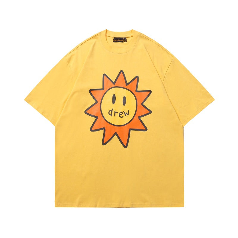 Drew house t-shirt - spring/summer - d@ew smiley sun cartoon graphic crew neck pullover short sleeve