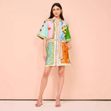 Women's dress - cross-border spring/summer collection - amazon us/eu premium printed holiday dress - notch collar, cinched waist, short sleeve