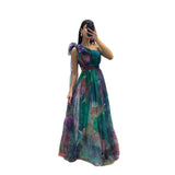 Women's dress - cross-border ins style vacation casual party dress - european and american spring/summer mesh print cami dress