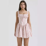 Women's dress - cross-border fashion: sexy summer floral sundress, slim-fit ballet-style puff skirt with spaghetti straps