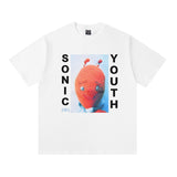 saint m t shirts  s.m cartoon letter graphic crew neck pullover short sleeve t-shirt - wholesale