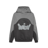 Saint m hoodie - autumn/winter s.m letter print patchwork pullover fleece sweatshirt - wholesale single piece