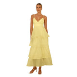 Women's dress: european & american cross-border sexy backless spaghetti strap cake pleated tie-up fashion evening party slim-fit dress