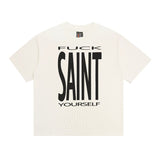 saint m t shirts  s.m letter print crew neck pullover short sleeve top - wholesale