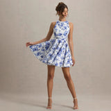 Women's dress - spring/summer collection - european & american style - amazon cross-border e-commerce - women's tie-up printed midi dress - in stock