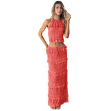 Women's sleeveless chiffon two-piece set: european & american style, spring/summer, elastic waist, loose fit, ins-inspired vacation dress set