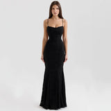 Women's dress - european & american style, sexy, slimming, backless, amazon-inspired bandeau, cinched waist, long formal gown