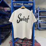 saint m t shirts  s.m landscape letter graphic crew neck pullover short sleeve top - wholesale