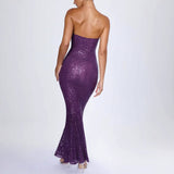Women's dress - european & american style summer amazon bandeau sequin sexy slim-fit evening gown dress - backless maxi dress for women