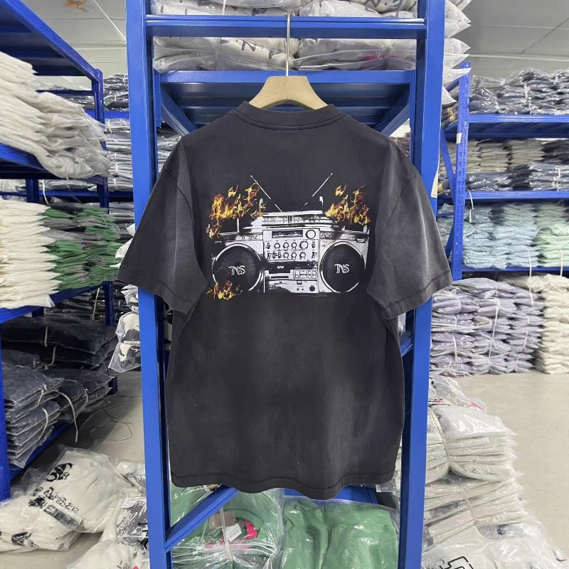 saint m t shirts  s.m. burnt-out recorder crewneck pullover short sleeve - wholesale