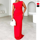 Women's dress - european and american export, cross-border e-commerce, amazon spring/summer hot seller, sleeveless, open back, ruched bodycon dress