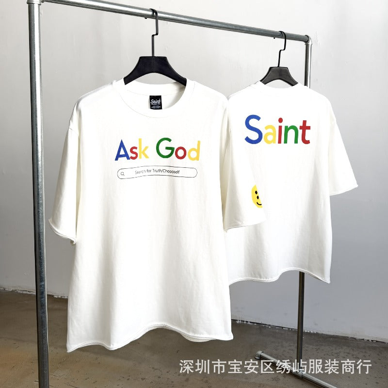 saint m t shirts  s.m. tri-party collaboration graphic crewneck short sleeve t-shirt - wholesale