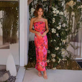 Women's dress - standalone store, us & european export, cross-border e-commerce, summer bandeau sleeveless printed slim-fit sexy dress