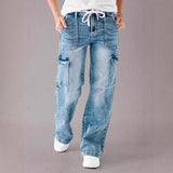 Women's pants: factory direct straight-leg jeans, american casual drawstring multi-pocket cargo pants - in stock