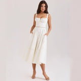 Women's dress - cross-border skirt - summer french style sexy waist-defining a-line high-end elegant dress for women