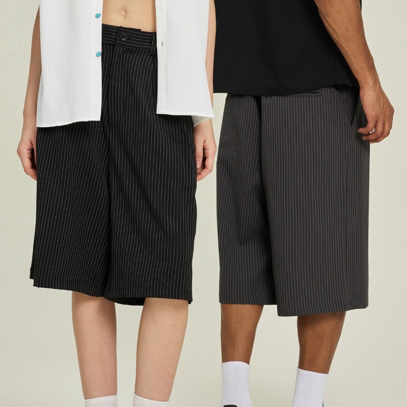 Etai men's clothing summer casual striped loose shorts - high-quality woven trendy brand bottoms for men