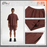 Etai men's clothing relaxed fit mocha mousse trendy solid color shorts - men's streetwear brand heavyweight cotton casual shorts