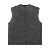 Etai men's clothing american retro loose sleeveless trendy brand t-shirt spring/summer new arrival washed pure cotton frayed hem tank top for men