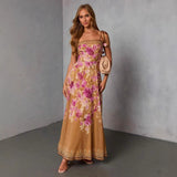Women's dress - cross-border spring/summer - amazon us & europe - women's fashion printed sexy fashion spaghetti strap dress