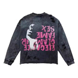Saint m hoodie - autumn/winter s.m black inverted distressed crewneck pullover sweatshirt - wholesale