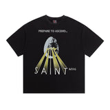 saint m t shirts  s.m meteorite letter graphic crew neck short sleeve top - wholesale