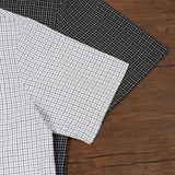 Etai men's fashionable brand fine grids pattern damaged hem shirt short sleeve men's summer thin men's casual boxy shirt