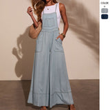 Women pants fashion cross-border ins style amazon women's clothing stylish street flap pocket pants wide leg pants suspender denim overalls