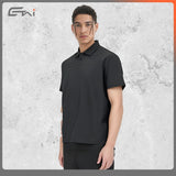 Etai men's lightweight breathable textured polo shirt - relaxed fit, short sleeve, premium style, fashionable light business woven t-shirt
