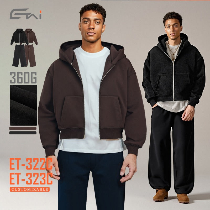 Etai men's clothing autumn/winter heavyweight zip-up hoodie and pants set - high-quality, relaxed fit, trendy casual outfit