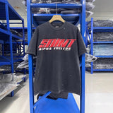 saint m t shirts  s.m letter print crew neck pullover short sleeve top - wholesale
