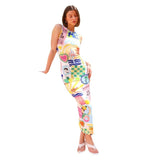Women's dress - cross-border fashion: european & american style, streetwear, unique & colorful floral print, sleeveless, sexy & slim-fit dress