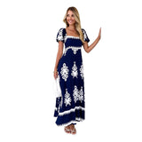 Women's dress - summer amazon independent site fashion cross-border women's clothing - vacation style printed beach dress - shirred dress for women
