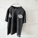 saint m t shirts  s.m harley wolf head graphic crew neck pullover short sleeve t-shirt - wholesale