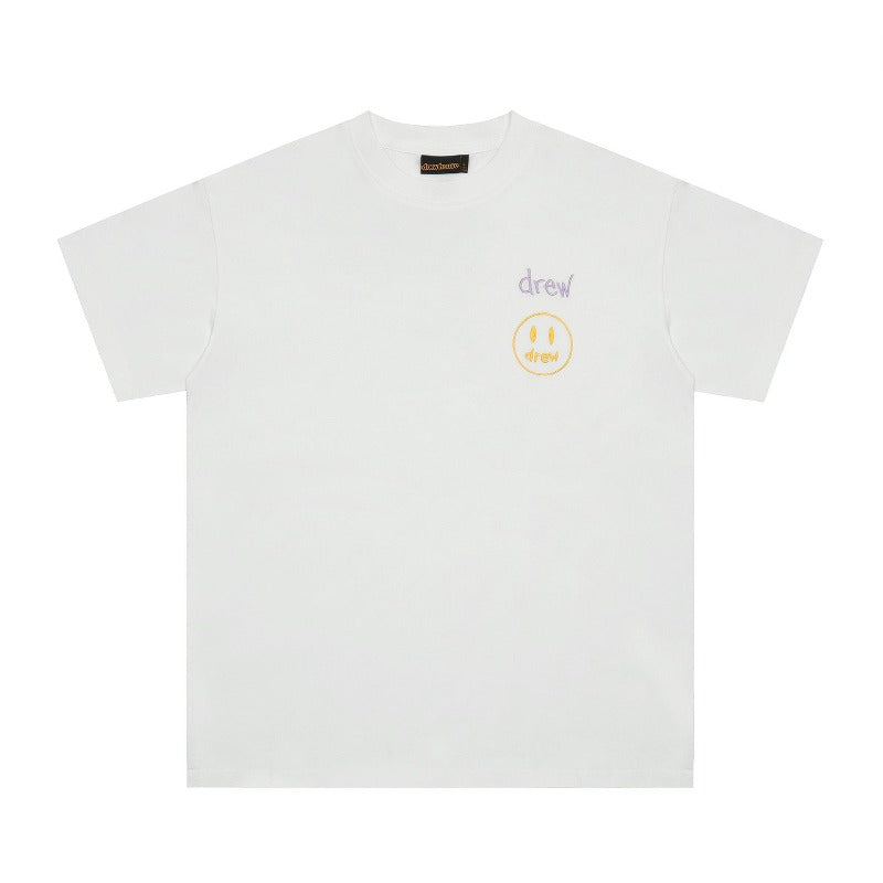 Drew house t-shirt - spring/summer - d@ew smiley face embroidered letter crew neck short sleeve