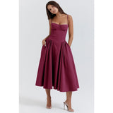 Women's summer amazon dress: french retro long dress, court style dopamine outfit, spaghetti strap dress for women