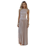 Women's dress: european and american style, cross-border trendy fashion, sexy sleeveless ruched bodycon dress, solid color women's dress