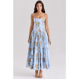 Women's dress - amazon cross-border fashion: elegant, chic, and flattering floral print slip dress - slim fit, figure-flattering, and ethereal
