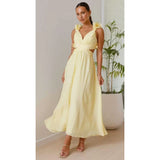 Women's chiffon floral dress - summer bestseller: backless, criss-cross tie, ruched, maxi dress