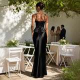 Women's dress: bestselling european and american long dress - fashionable, sexy, versatile bodycon long satin midi skirt set