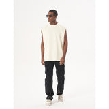 Etai men's clothing european and american fashionable brand high street heavy loose edge pure cotton t-shirt loose sleeveless neutralretro vest