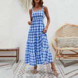 Women's dress - in-house photography, fashionable striped cami dress with cinched waist and flowy bohemian hem - wholesale women's apparel