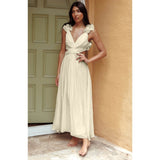 Women's dress: summer bestseller - cross-border chiffon floral pleated maxi dress with open back and criss-cross tie detail