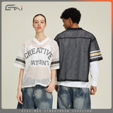 Etai men's apparel trendy v-neck mesh cropped jersey t-shirt for men and teens - sporty boxy fit short sleeve tee