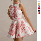 Women's dress - spring/summer collection - european & american style - amazon cross-border e-commerce - women's tie-up printed midi dress - in stock