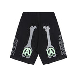 Saint m t pants spring and summer s.m cracked pulp bone printingcasualloose shorts