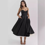 Women's summer dress: european and american high-end princess gown, french style mesh a-line double layer spaghetti strap dress