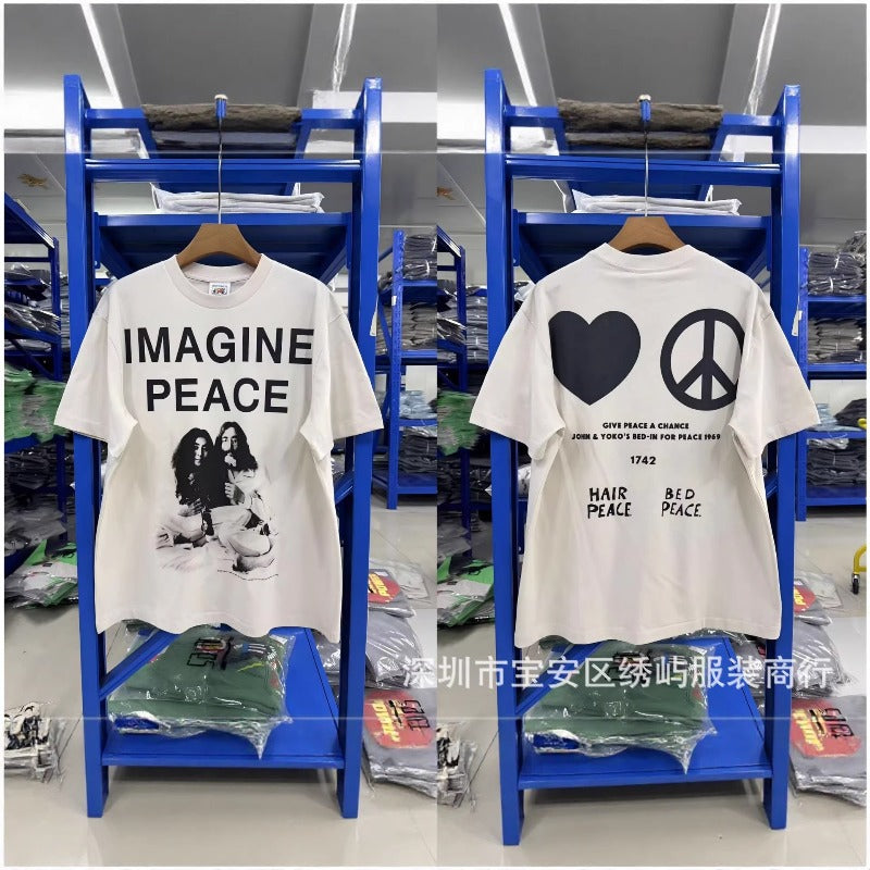 saint m t shirts  s.m cartoon print crew neck pullover short sleeve top - wholesale