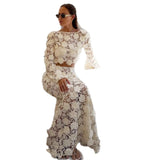 Women's dress amazon fashion export summer cross-border women's french lace mermaid pullover long sleeve suit long skirt women