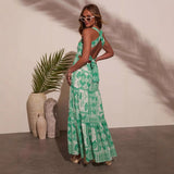 Women's dress - cross-border e-commerce, european & american summer style, amazon-ready, sleeveless, spicy girl print, long slip dress for work and casual wear